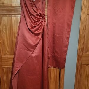 Sophisticated Rust Satin Gown